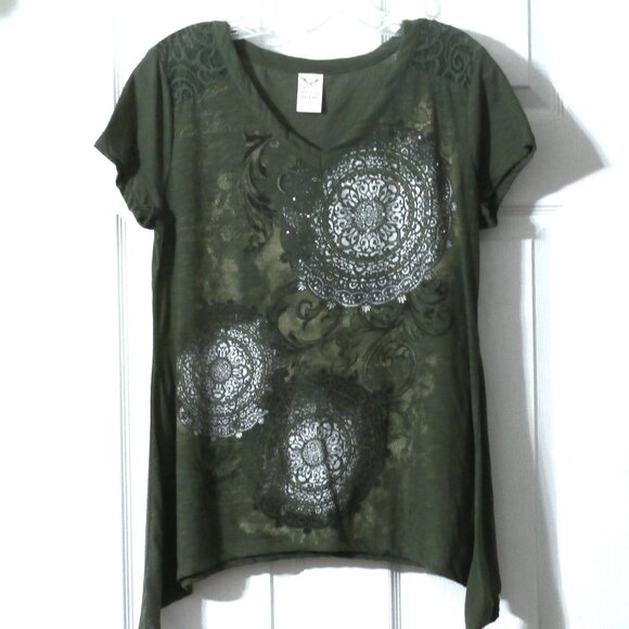 FADED GLORY Women's Top Blouse Color Sea Turtle (Olive Green) M (8-10) - Picture 1 of 7